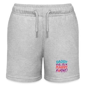 Daddy you want to marry mom - Kids Organic Sweat Shorts by Stanley/Stella - heather grey - Front