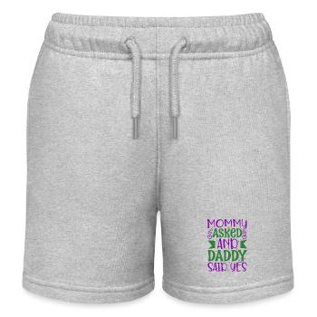 Mommy asked and daddy said yes - Kinder Organic Joggingshorts Mini Bolter von Stanley/Stella - Grau meliert - Vorne