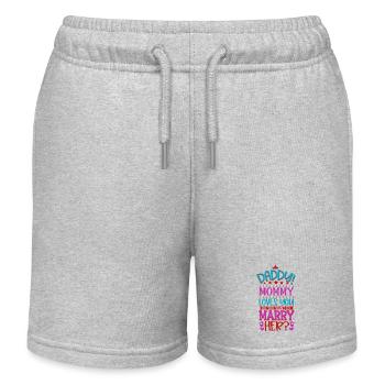 Papa willst du Mama heiraten - Kinder Organic Joggingshorts Mini Bolter von Stanley/Stella - Grau meliert - Vorne
