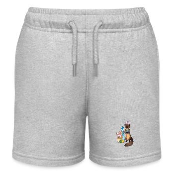 Cute ferret paints Easter eggs - Kids Organic Sweat Shorts by Stanley/Stella - heather grey - Front