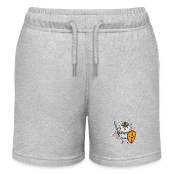 Souris mignonne avec épée et bouclier chevalier - Short de jogging enfant bio Stanley/Stella - gris chiné - Devant