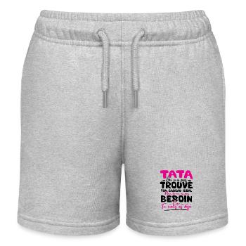 Tata on n'a pas trouvé ton cadeau - Short de jogging enfant bio Stanley/Stella - gris chiné - Devant