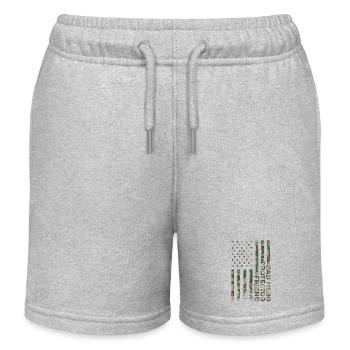 Daddy Hero Protector Patriotic American - Kids Organic Sweat Shorts by Stanley/Stella - heather grey - Front