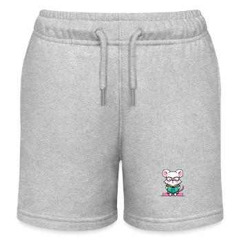 Leseratte Maus im Buch - Kinder Organic Joggingshorts Mini Bolter von Stanley/Stella - Grau meliert - Vorne