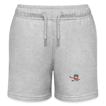 Cat playing ice hockey Funny kawaii design - Kids Organic Sweat Shorts by Stanley/Stella - heather grey - Front