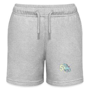 Avec Brachiosaurus - Anniversaire des enfants 5 ans - Short de jogging enfant bio Stanley/Stella - gris chiné - Devant