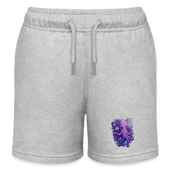Calmar Octopus Fleurs Floral - Short de jogging enfant bio Stanley/Stella - gris chiné - Devant