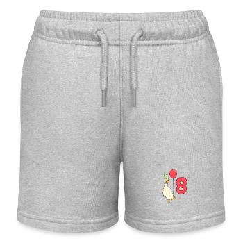 avec Laufenente - Anniversaire des enfants 8 ans - Short de jogging enfant bio Stanley/Stella - gris chiné - Devant