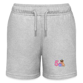 With Pug - Girl Birthday 5 Years - Kids Organic Sweat Shorts by Stanley/Stella - heather grey - Front