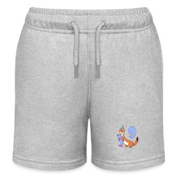 With Weasel - Children's Birthday 9 Years - Kids Organic Sweat Shorts by Stanley/Stella - heather grey - Front