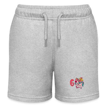 With Unicorn - Girl Birthday 6 Years - Kids Organic Sweat Shorts by Stanley/Stella - heather grey - Front