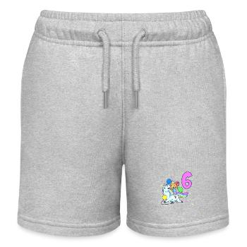 With Unicorn - Girl Birthday 6 Years - Kids Organic Sweat Shorts by Stanley/Stella - heather grey - Front