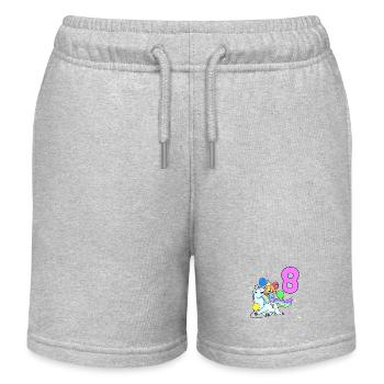 Mit Einhorn - Mädchen Geburtstag 8 Jahre - Kinder Organic Joggingshorts Mini Bolter von Stanley/Stella - Grau meliert - Vorne