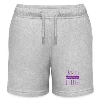 Lächle, Es Verwirrt Die Leute Lustiger Spruch - Kinder Organic Joggingshorts Mini Bolter von Stanley/Stella - Grau meliert - Vorne