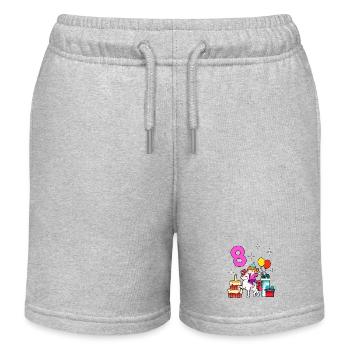 Mit Einhorn - Mädchen Geburtstag 8 Jahre - Kinder Organic Joggingshorts Mini Bolter von Stanley/Stella - Grau meliert - Vorne