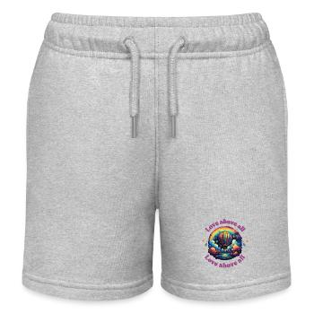 Liebe über alles Pride Heißluftballon Herzen - Kinder Organic Joggingshorts Mini Bolter von Stanley/Stella - Grau meliert - Vorne