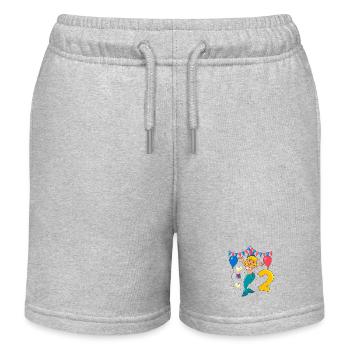 Avec Sirène - Anniversaire de fille 2 ans - Short de jogging enfant bio Stanley/Stella - gris chiné - Devant