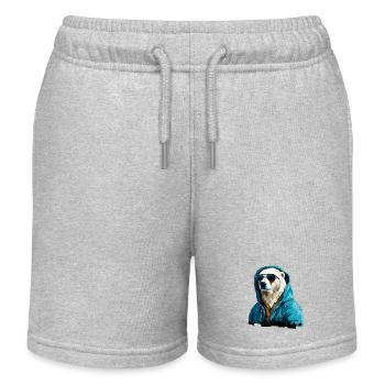 Streetstyle-Bär | Eisbären-Liebhaber - Kinder Organic Joggingshorts Mini Bolter von Stanley/Stella - Grau meliert - Vorne