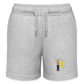 With construction worker - boys' birthday 3 years - Kids Organic Sweat Shorts by Stanley/Stella - heather grey - Front
