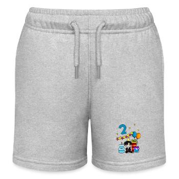 Avec Ninja - Anniversaire des garçons 2 ans - Short de jogging enfant bio Stanley/Stella - gris chiné - Devant