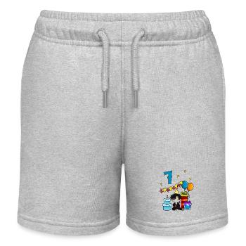 Avec Ninja - Anniversaire des garçons 7 ans - Short de jogging enfant bio Stanley/Stella - gris chiné - Devant