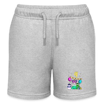 With princess - girl birthday 4 years - Kids Organic Sweat Shorts by Stanley/Stella - heather grey - Front