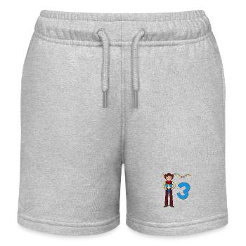 With Cowboy - Boys Birthday 3 Years - Kids Organic Sweat Shorts by Stanley/Stella - heather grey - Front