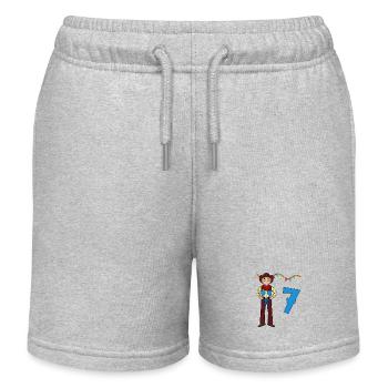 With Cowboy - Boys' Birthday 7 Years - Kids Organic Sweat Shorts by Stanley/Stella - heather grey - Front