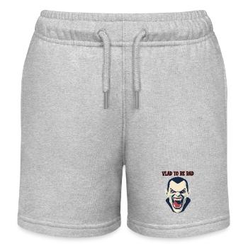 A vampire baring his fanged teeth, Vlad to be - Kids Organic Sweat Shorts by Stanley/Stella - heather grey - Front