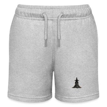 Hexe Silhouette Profil, Halloween - Kinder Organic Joggingshorts Mini Bolter von Stanley/Stella - Grau meliert - Vorne