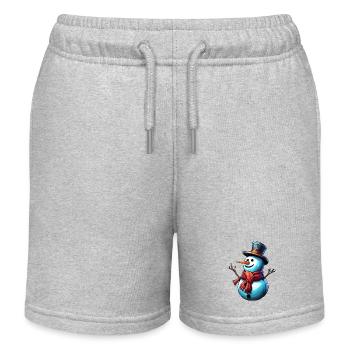 Schneemann / Winter / Schnee / Comic / kalt - Kinder Organic Joggingshorts Mini Bolter von Stanley/Stella - Grau meliert - Vorne