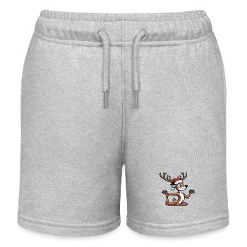 Comic Rentier Yoga Entspannung Weihnachten - Kinder Organic Joggingshorts Mini Bolter von Stanley/Stella - Grau meliert - Vorne
