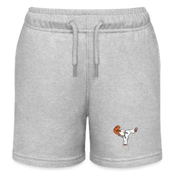 Cartoon TREX macht Tang Soo Do - Kinder Organic Joggingshorts Mini Bolter von Stanley/Stella - Grau meliert - Vorne