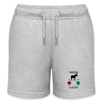 Mein Esel ruft an, ich muss los! - Kinder Organic Joggingshorts Mini Bolter von Stanley/Stella - Grau meliert - Vorne