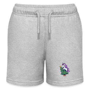Weihnachts-Einhorn - Magisches Sitzen auf dem Tann - Kinder Organic Joggingshorts Mini Bolter von Stanley/Stella - Grau meliert - Vorne