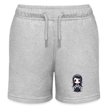 Chibi Japanese Samurai Girl - Kids Organic Sweat Shorts by Stanley/Stella - heather grey - Front