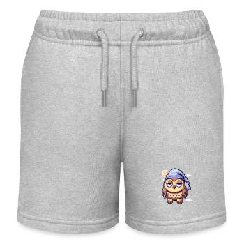 Schlafeule NIght Eule niedlich - Kinder Organic Joggingshorts Mini Bolter von Stanley/Stella - Grau meliert - Vorne