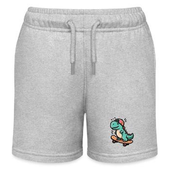Dino skater - Cool sk8 raptor - Short de jogging enfant bio Stanley/Stella - gris chiné - Devant