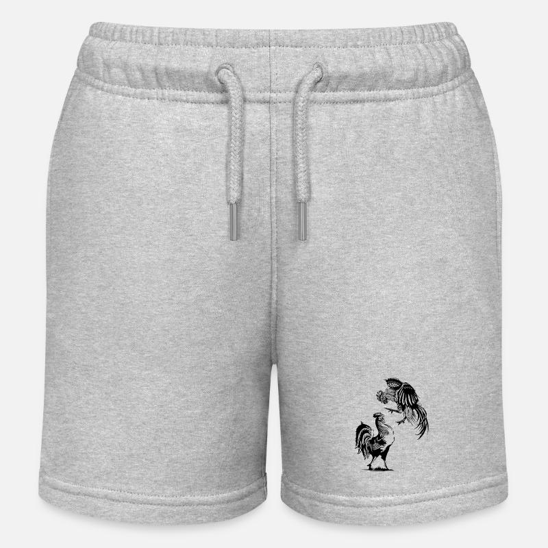 Combat De Coqs, Poulet, Poule, Oeuf, Coq - Short de jogging enfant bio Stanley/Stella - gris chiné