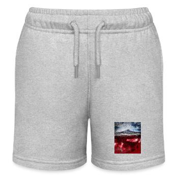Mount Fuji, Japan - Kids Organic Sweat Shorts by Stanley/Stella - heather grey - Front