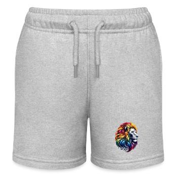 Lion zodiaque Vibrant arc-en-ciel Animal symbole - Short de jogging enfant bio Stanley/Stella - gris chiné - Devant