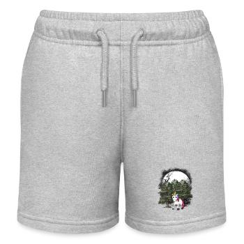 Unicorn, Forest Dwellers, Fable, Mythical Animals, Forest, Nature - Kids Organic Sweat Shorts by Stanley/Stella - heather grey - Front