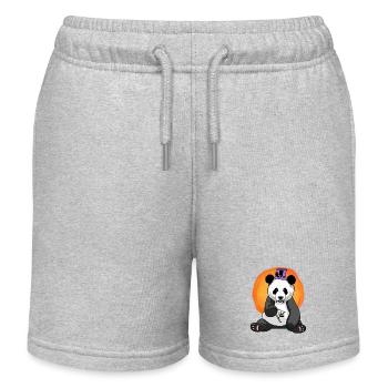 Asia Panda Bear Hat Wildlife Kids China - Kids Organic Sweat Shorts by Stanley/Stella - heather grey - Front