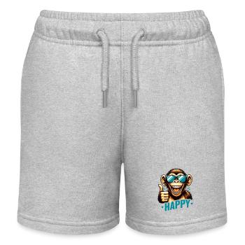"Happy-go-Lucky Monkey: The coolest monkey in the jungle - Kids Organic Sweat Shorts by Stanley/Stella - heather grey - Front