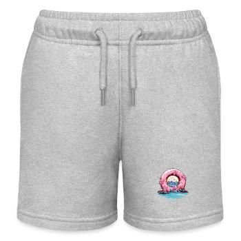 Japan Sakura flowers on Mount Fuji Donut - Kids Organic Sweat Shorts by Stanley/Stella - heather grey - Front