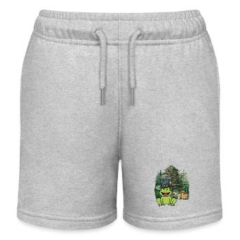 Waldbewohner Kröte Hut Frosch Waldtiere Kind - Kinder Organic Joggingshorts Mini Bolter von Stanley/Stella - Grau meliert - Vorne