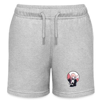 Just the Two of Us: A Girl and Her Cat - Kids Organic Sweat Shorts by Stanley/Stella - heather grey - Front