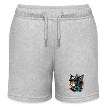 Astronaut / Space / Spaceship / Spaceship / Cat - Kids Organic Sweat Shorts by Stanley/Stella - heather grey - Front