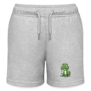 Dino mignon avec des gouttes - Short de jogging enfant bio Stanley/Stella - gris chiné - Devant