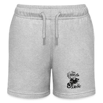 Deux roues, un amour, moto, motard, motocycliste - Short de jogging enfant bio Stanley/Stella - gris chiné - Devant
